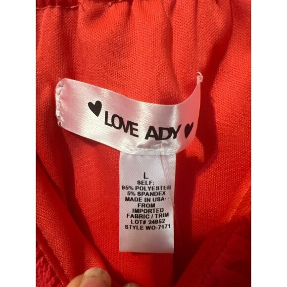 NWT Love Ady Sz L Coral Flutter Midi Dress Lined - Picture 5 of 9